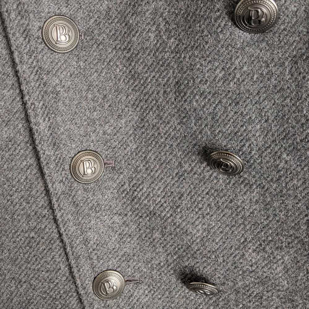 Pierre Balmain Grey Double Breasted Twill Coat 38 - Picture 7 of 14